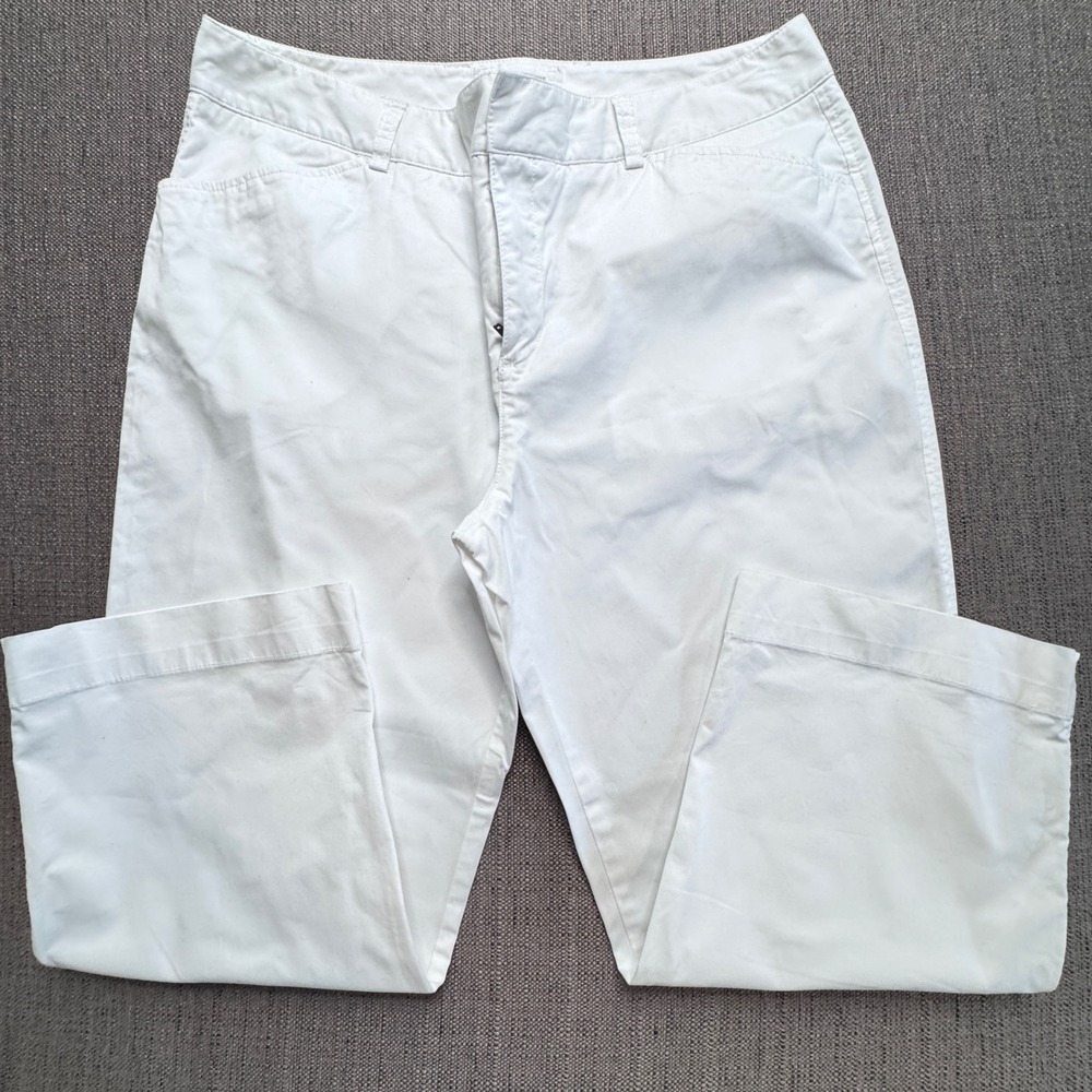Eddie Bauer Mercer Fit White Cropped Pants Womens 14 Petite Cotton Stretch 1173